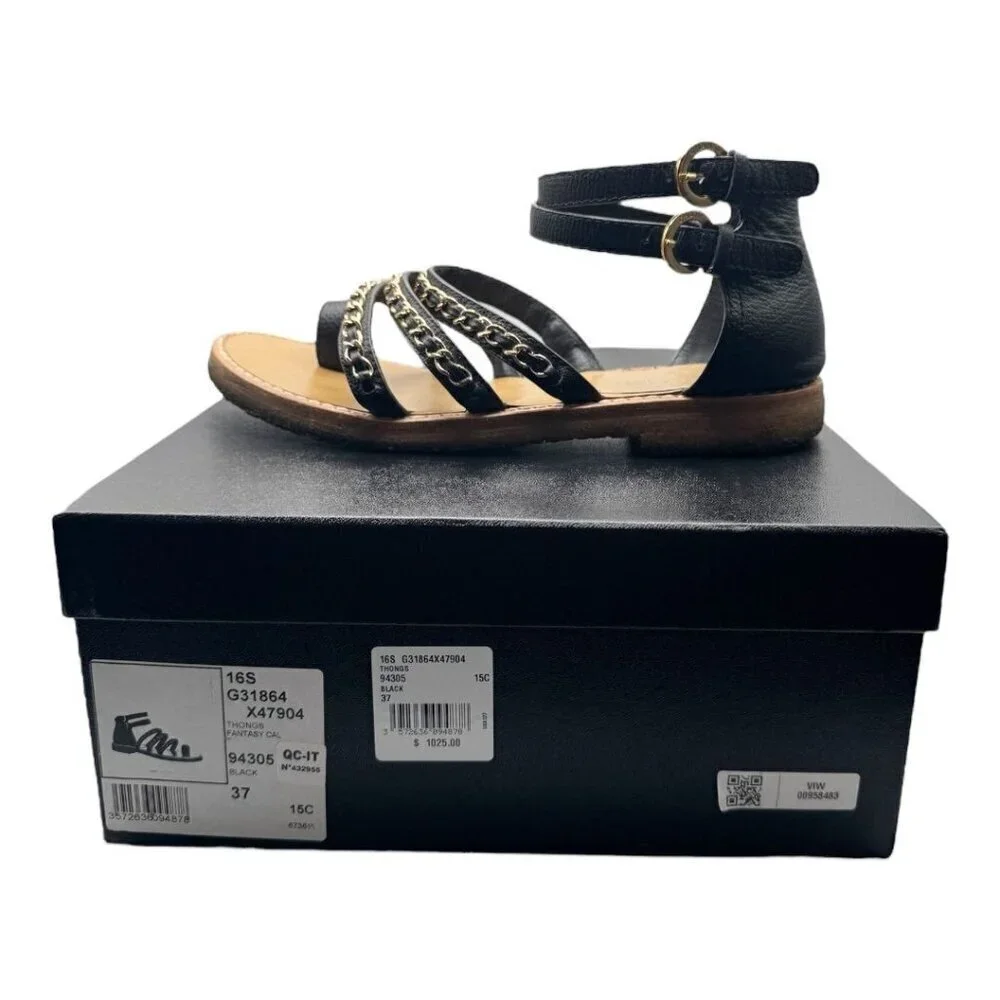 Chanel Sandals SS2016 Karl Lagerfeld  Black Chain Strap EU 37C